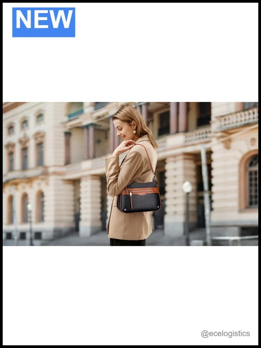 Genuine Leather Crossbody Bag with Multi Pockets Women's Shoulder Purse